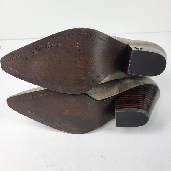 Sam Edelman Jane Desert Olive Suede Ankle Booties Size 8M - Picture 9 of 11